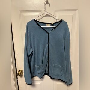 Vintage L.L. Bean Women's Blue fleece thick  Cardigan Sweater